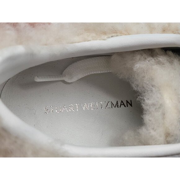 Stuart Weitzman Daryl Cozy Shearling Sneakers Women's 5.5B‎ White Leather NWOB - Picture 9 of 9